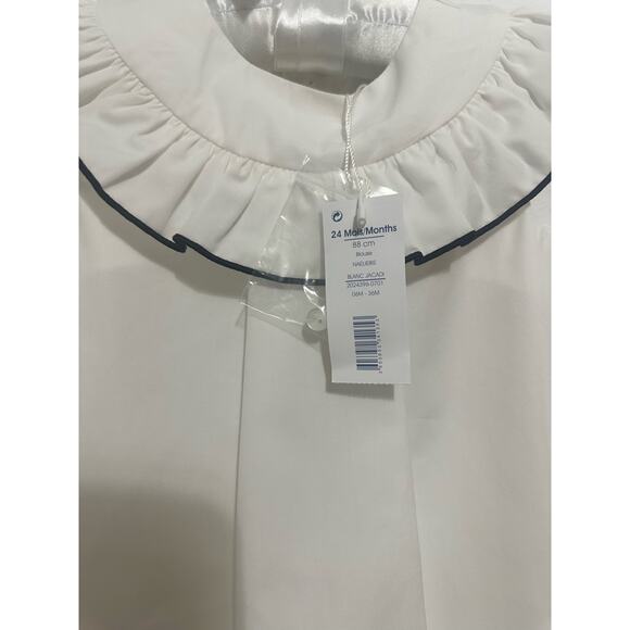 Jacadi Blanc Blouse POUMBIS NWT 6M36M quality fabric Paris baby girl clothes - Picture 1 of 5